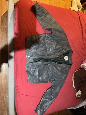 Genuine Metallic Gray Leather Jacket